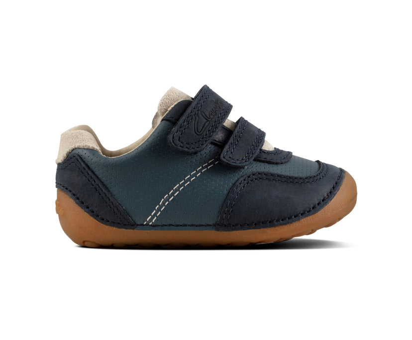 Clarks - Pre-Walker Blue Leather Tiny Dusk T – Footwear