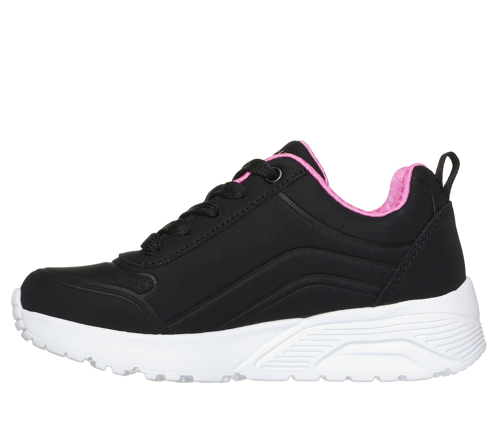 Skechers - Girls black/pink runner - uno lite easy zip