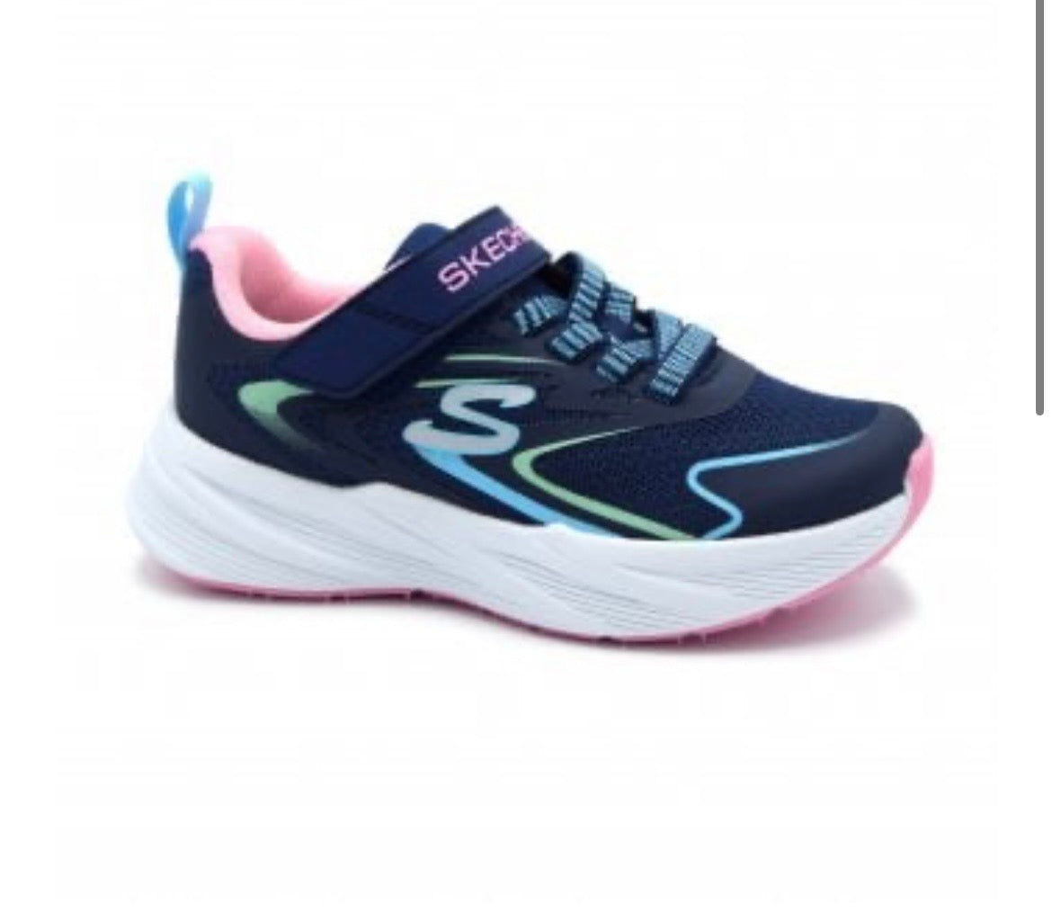 Skechers - Girls navy/multi Velcro runner - hyper speed