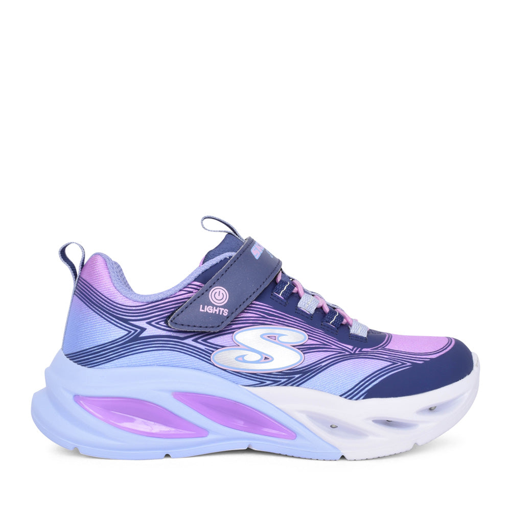 Skechers - Girls navy/purple light up runner - Cosmic glow.
