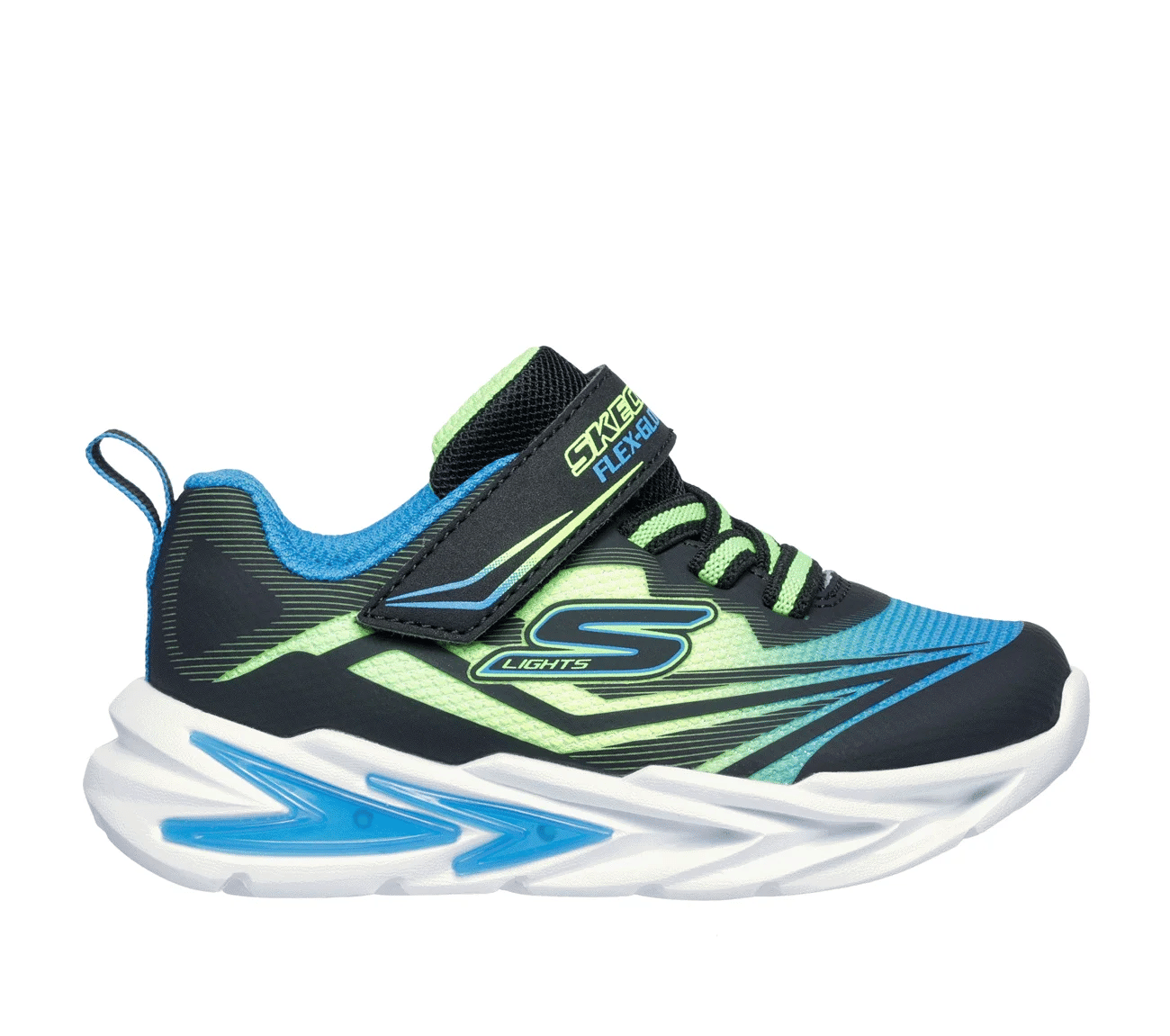 Skechers - Boys black/blue/green runner - Flex glow ultra