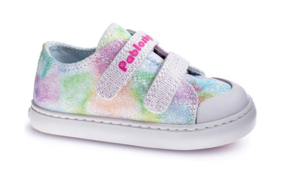 Pablosky - girls canvas multi glitter shoe - Lino glitter Malva.