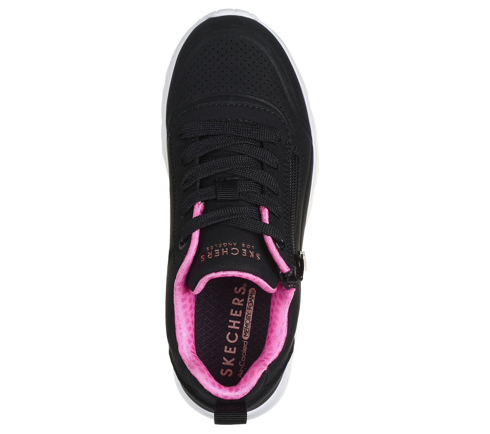 Skechers - Girls black/pink runner - uno lite easy zip