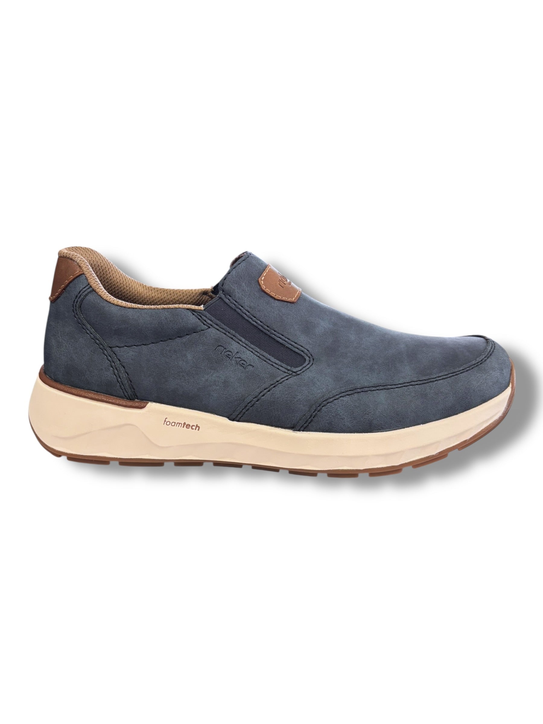 Rieker - Mens navy/brown slip on - 11550-15