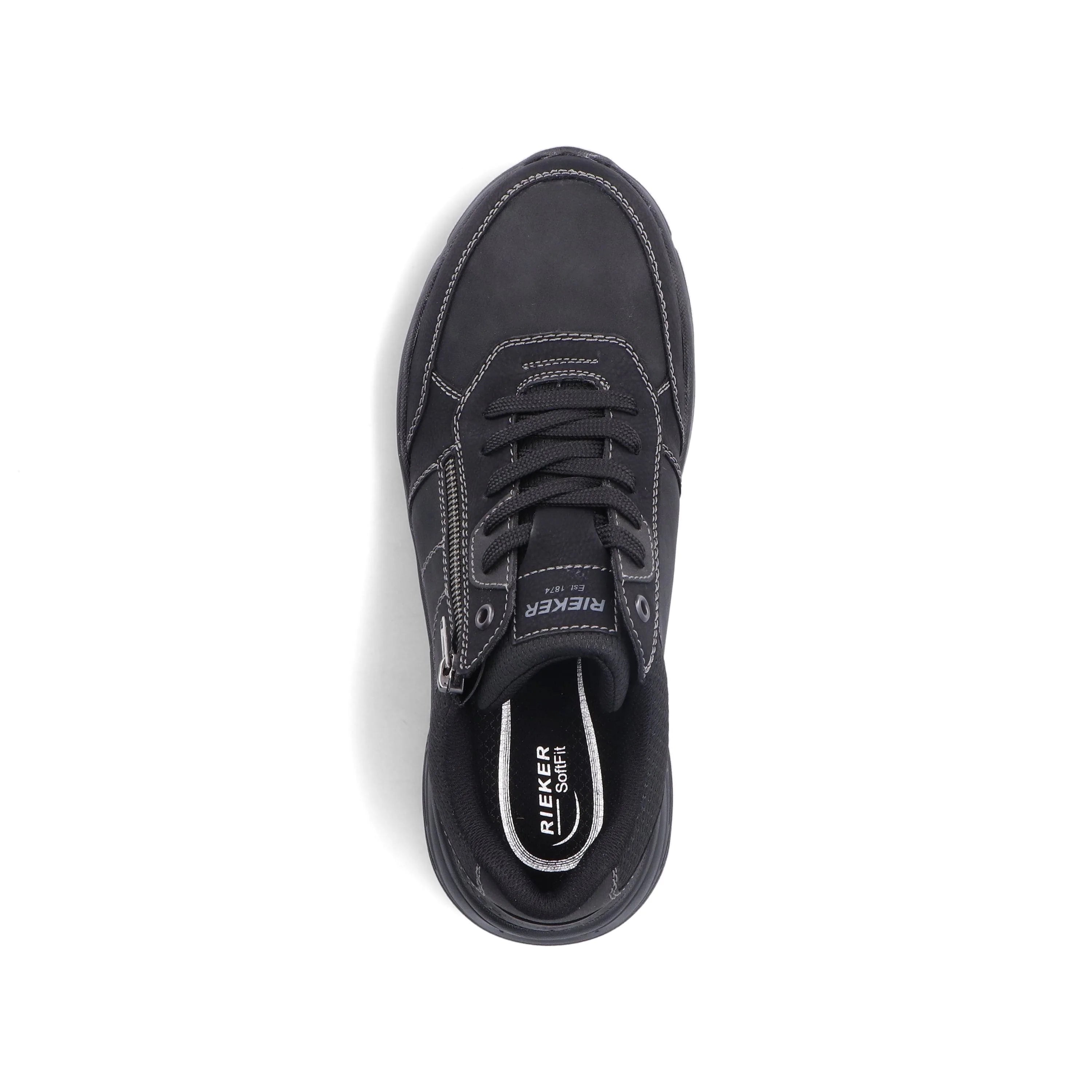 Rieker - Mens black lace shoe with zip - B5003-00