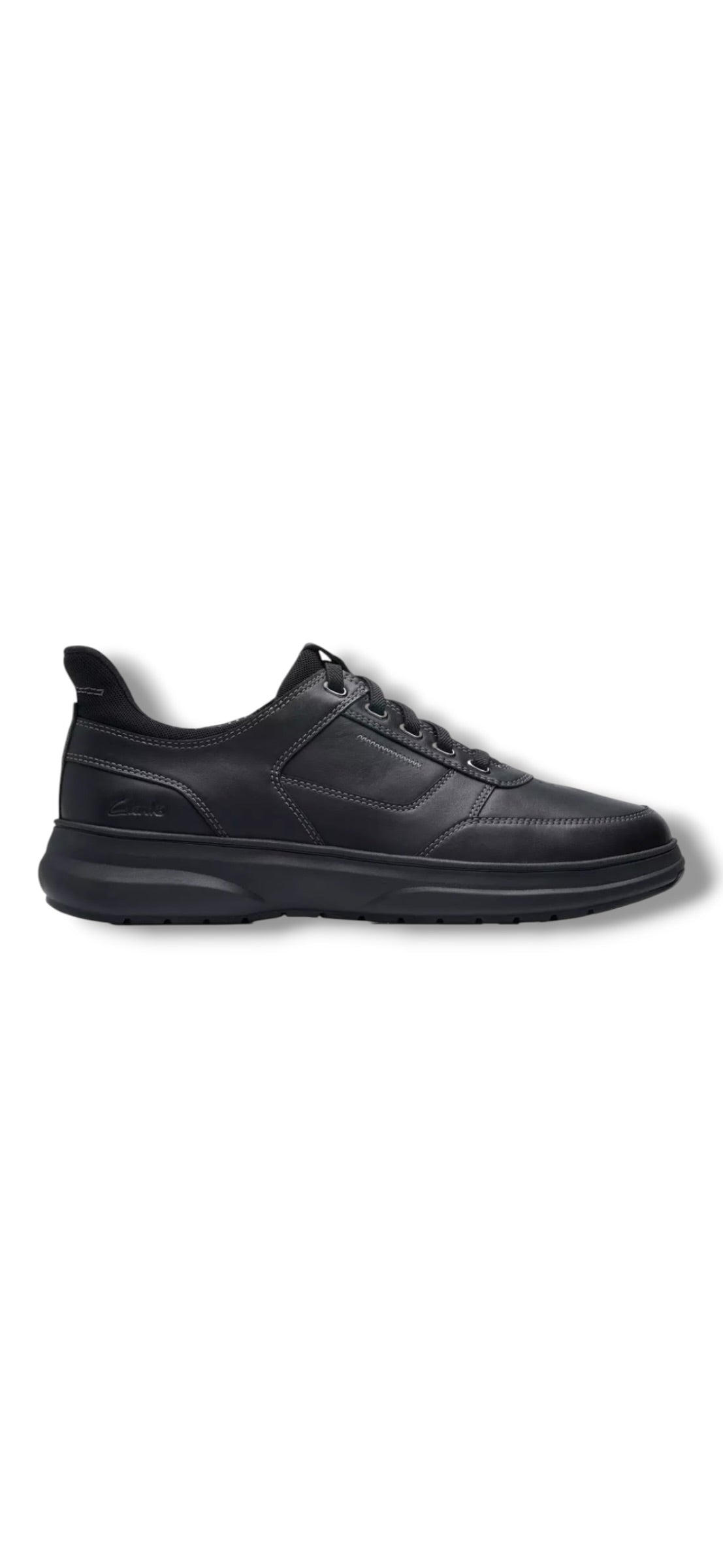 Clarks - Men’s black leather slip-in shoe - Mullan Easy