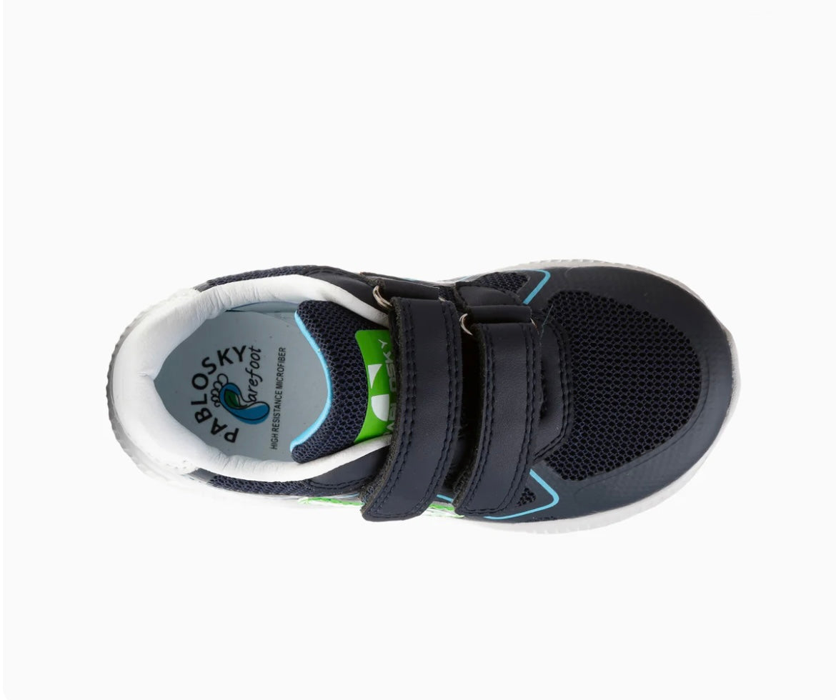Pablosky - Boys navy/green barefoot runner - 979220