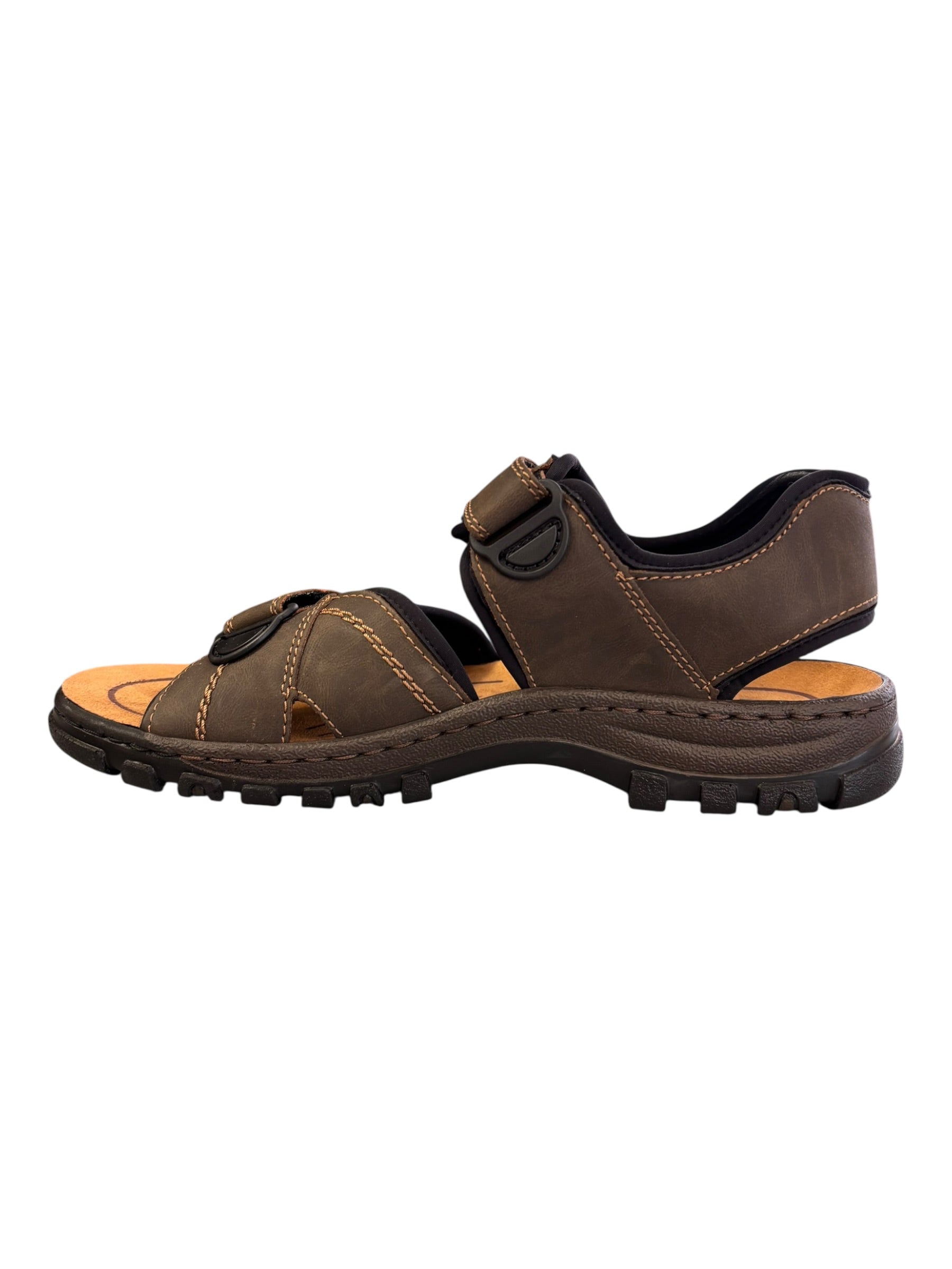 Rieker - Men’s dark brown Velcro sandal - 25051-27