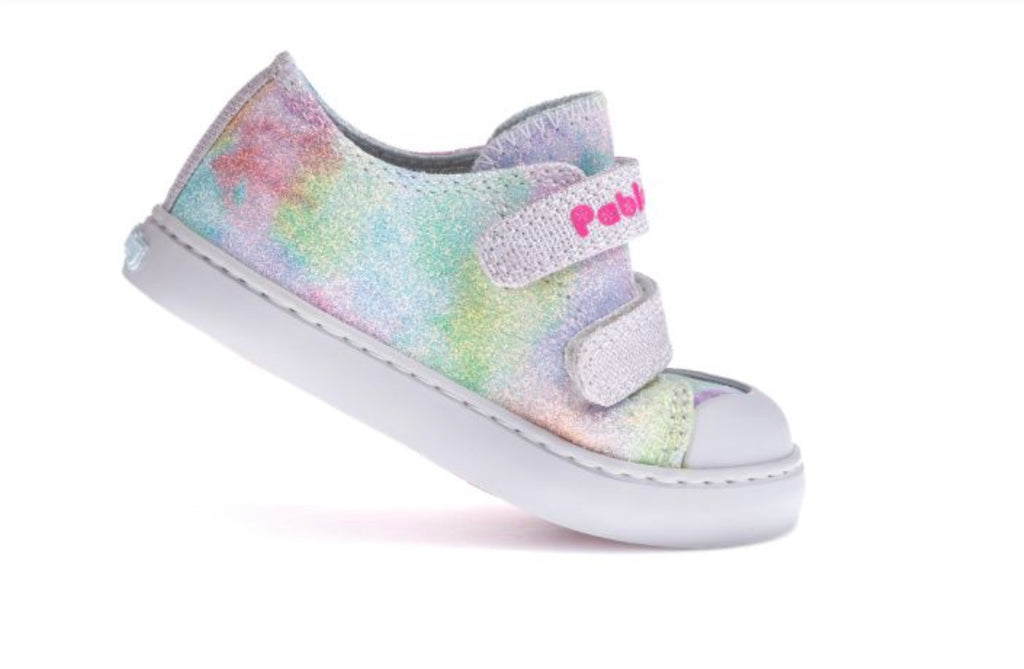 Pablosky - girls canvas multi glitter shoe - Lino glitter Malva.
