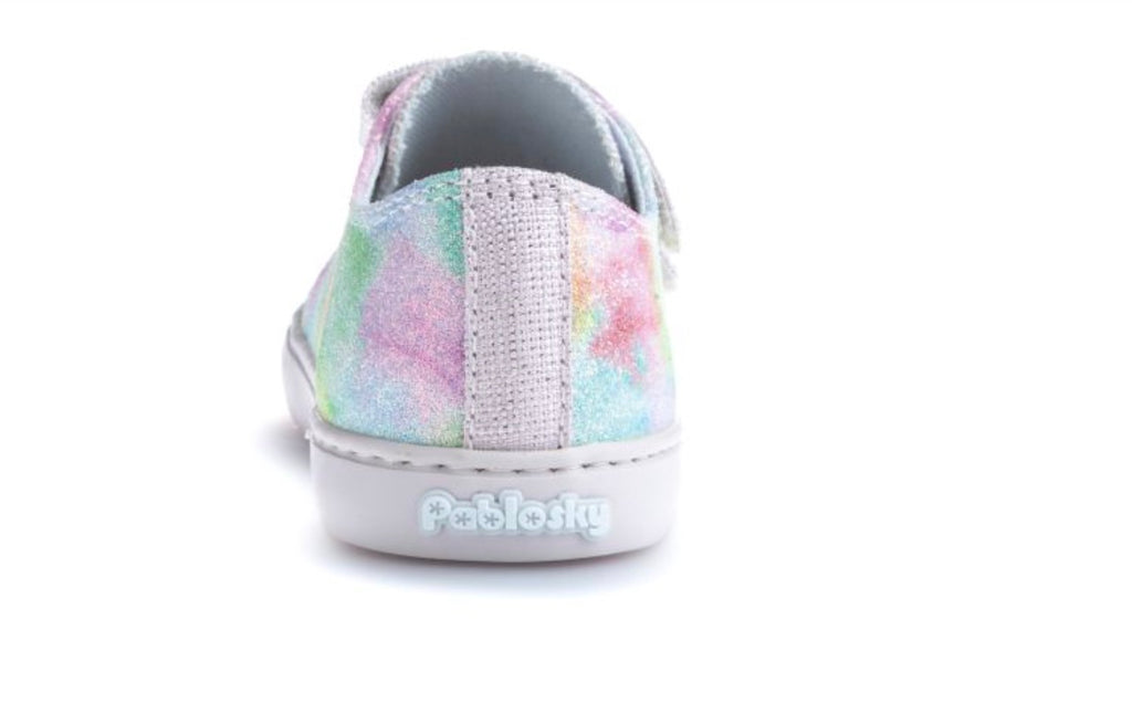 Pablosky - girls canvas multi glitter shoe - Lino glitter Malva.