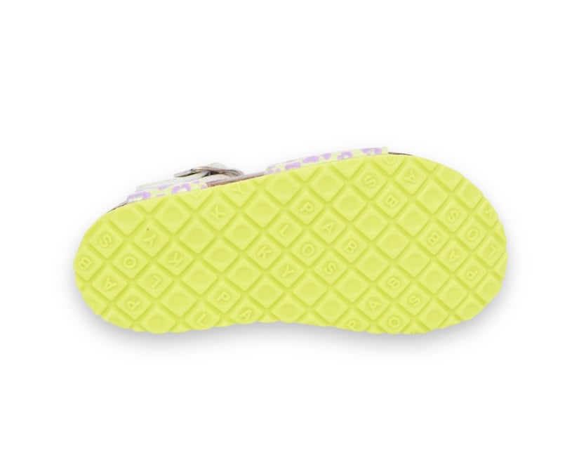 Pablosky - Girls purple leopard pint/lime sandal - 428790
