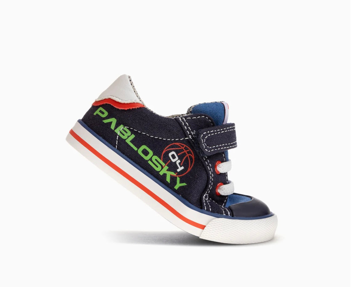 Pablosky - Boys navy/blue barefoot canvas shoe - 980220