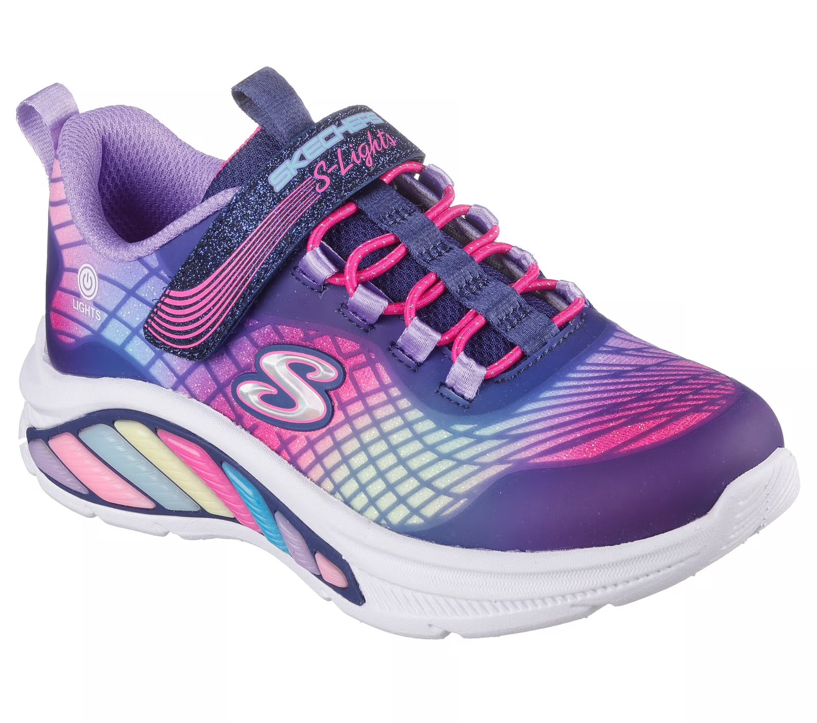 Skechers - Girls navy/multi Velcro runner - Rainbow Reflection