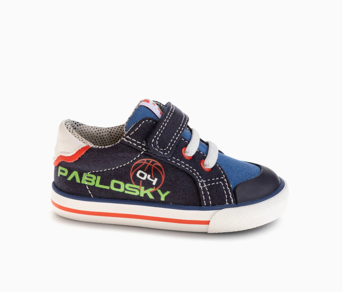 Pablosky - Boys navy/blue barefoot canvas shoe - 980220