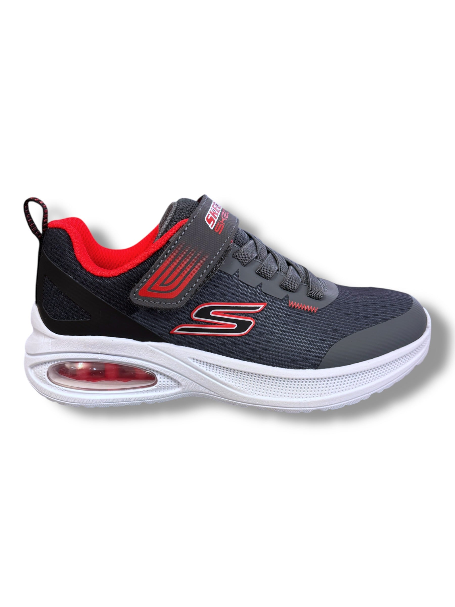 Skecher - Boys grey/red Velcro runner - squad pacer