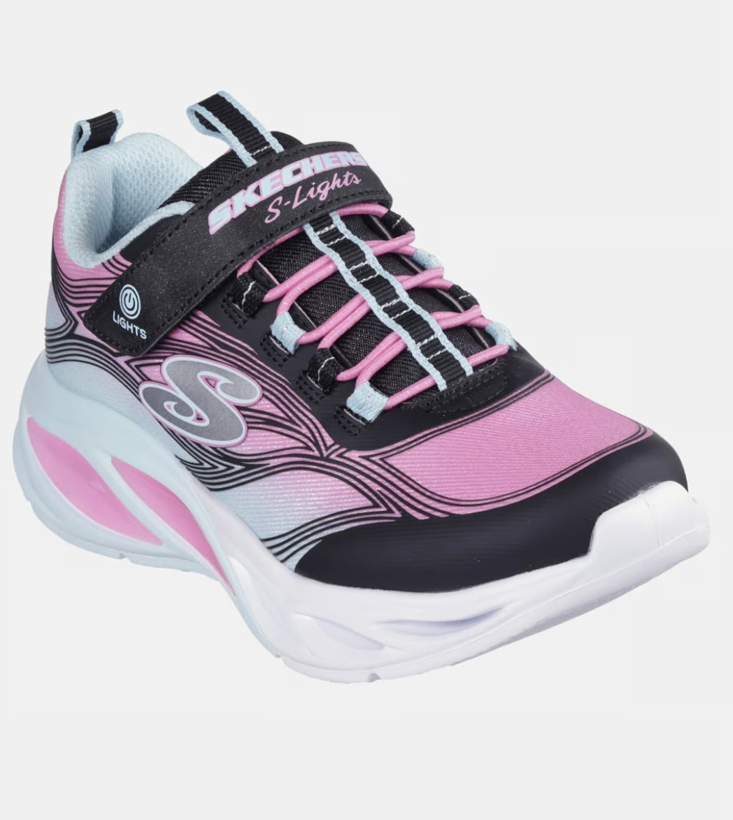 Skechers - Girls light up black/multi runner - Cosmic glow