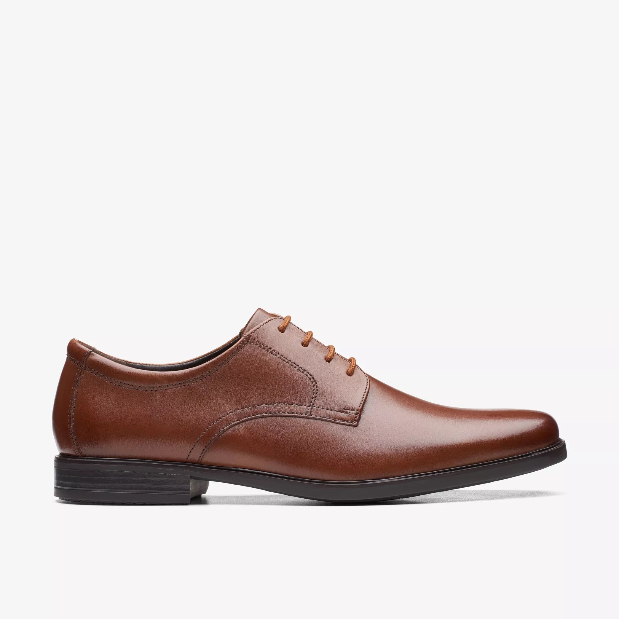 Clarks - Mens dark tan leather shoe - Howard Walk