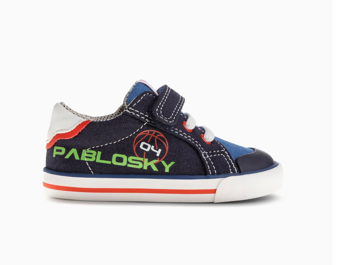 Pablosky - Boys navy/blue barefoot canvas shoe - 980220