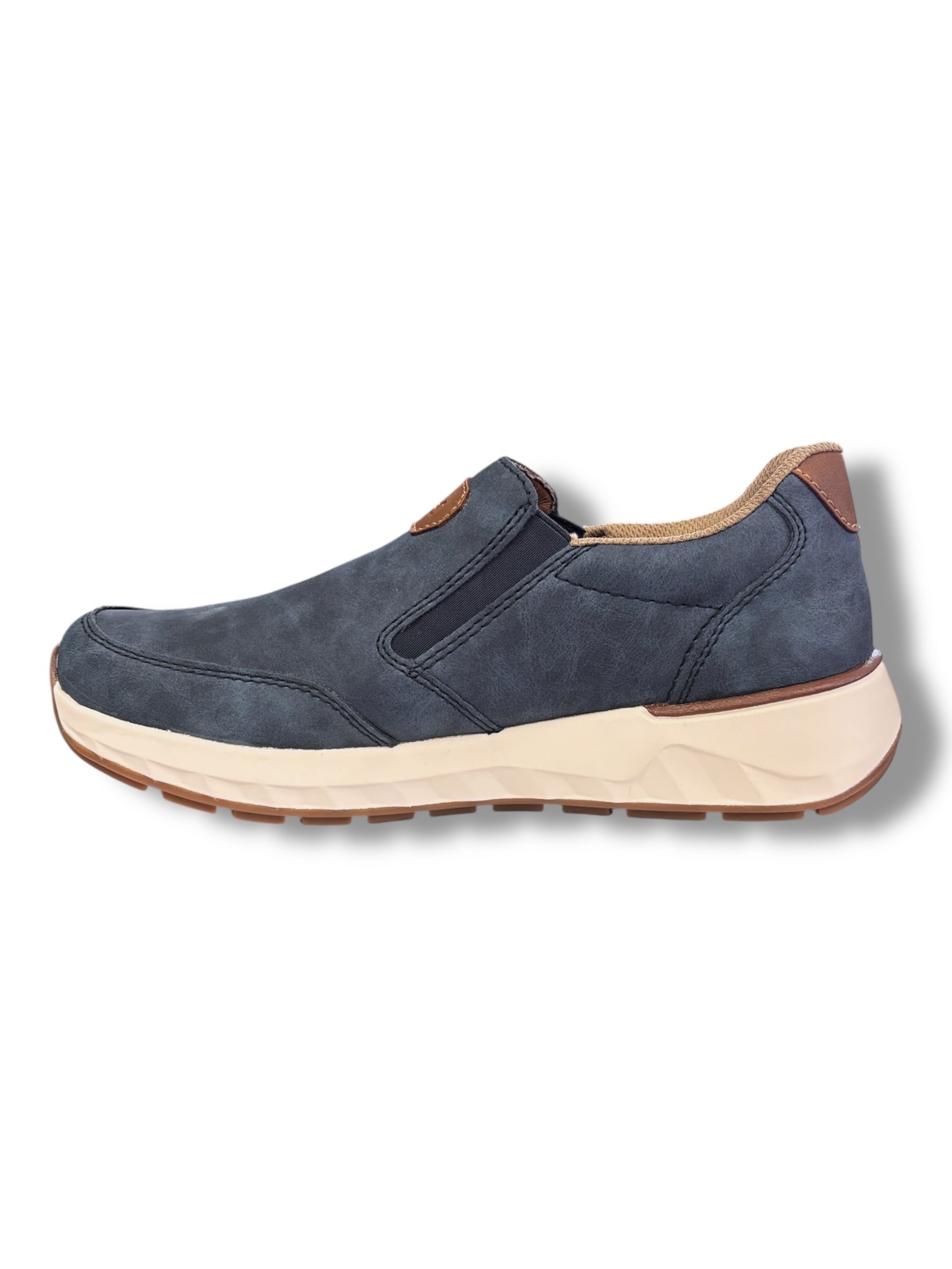 Rieker - Mens navy/brown slip on - 11550-15