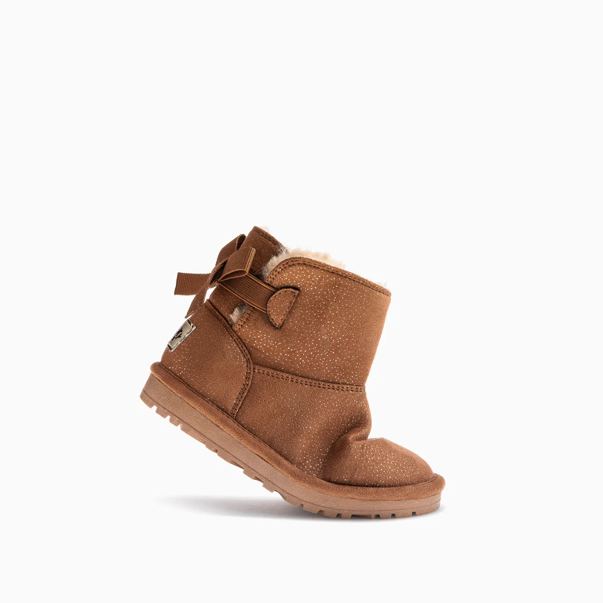Pablosky - Girls brown/glitter/bow ugg boot - 978240