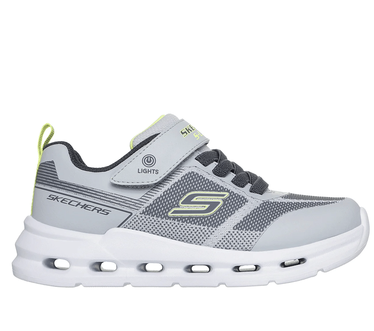 Skechers - Boys light up grey/lime runner - glide step lights