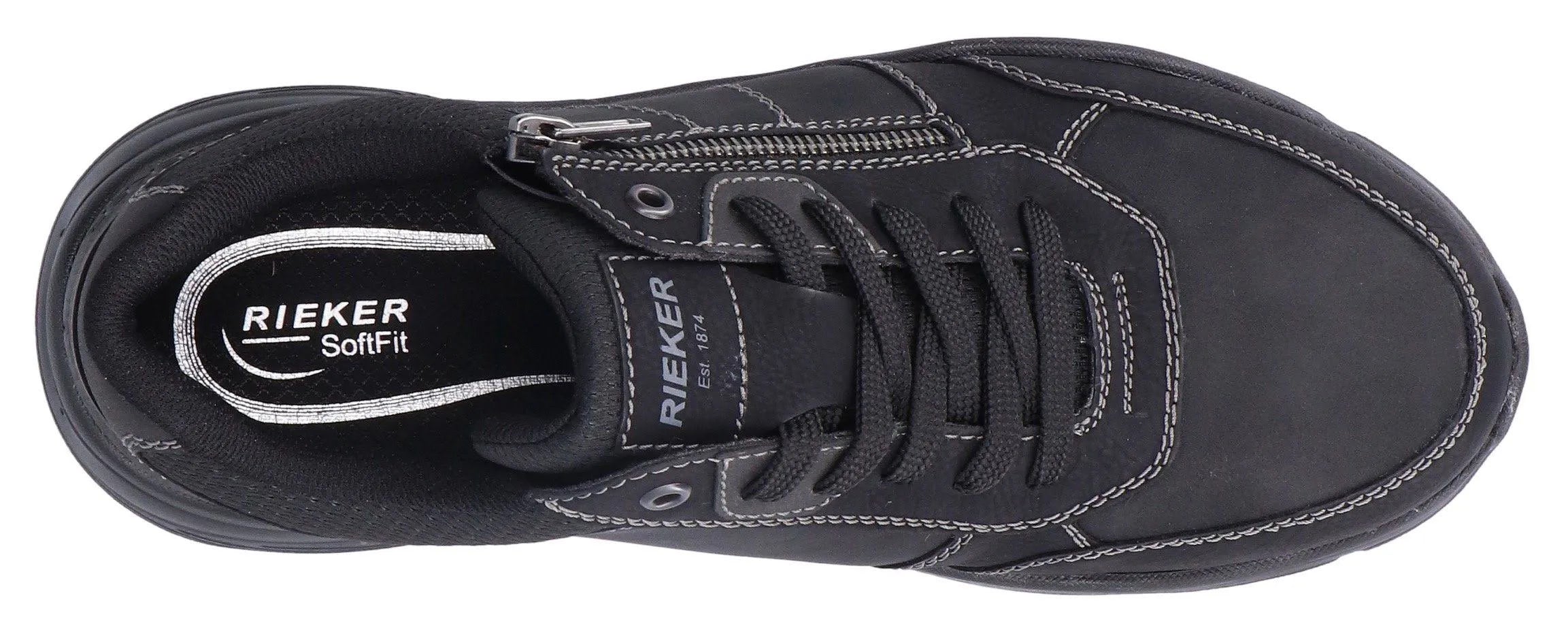 Rieker - Mens black lace shoe with zip - B5003-00