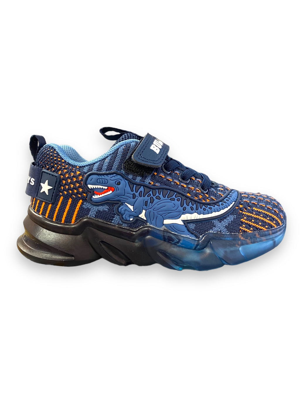 Bull Boys - Boys navy/orange dinosaur light-up runner - DNAL3212