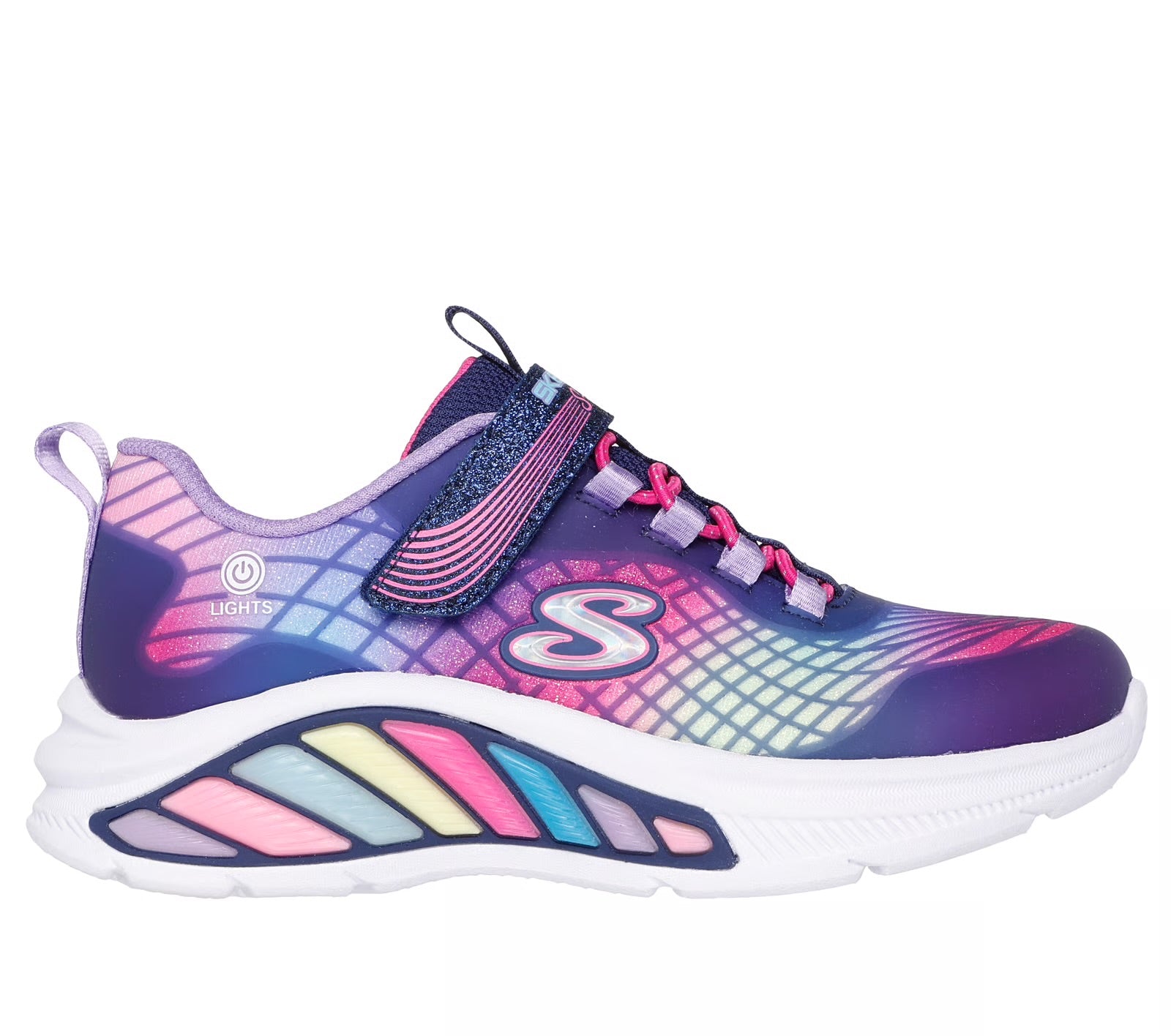 Skechers - Girls navy/multi Velcro runner - Rainbow Reflection