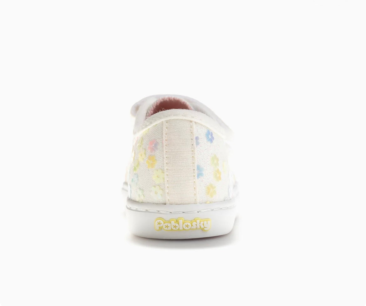 Pablosky- Girls white/pink canvas shoe - 980600