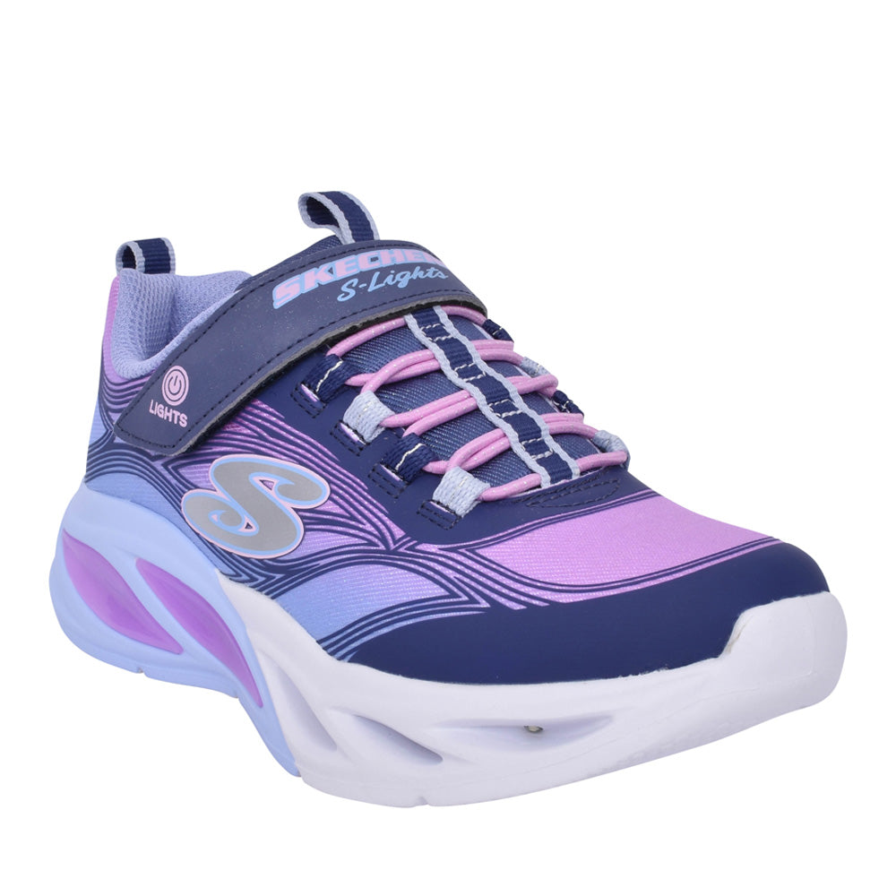 Skechers - Girls navy/purple light up runner - Cosmic glow.