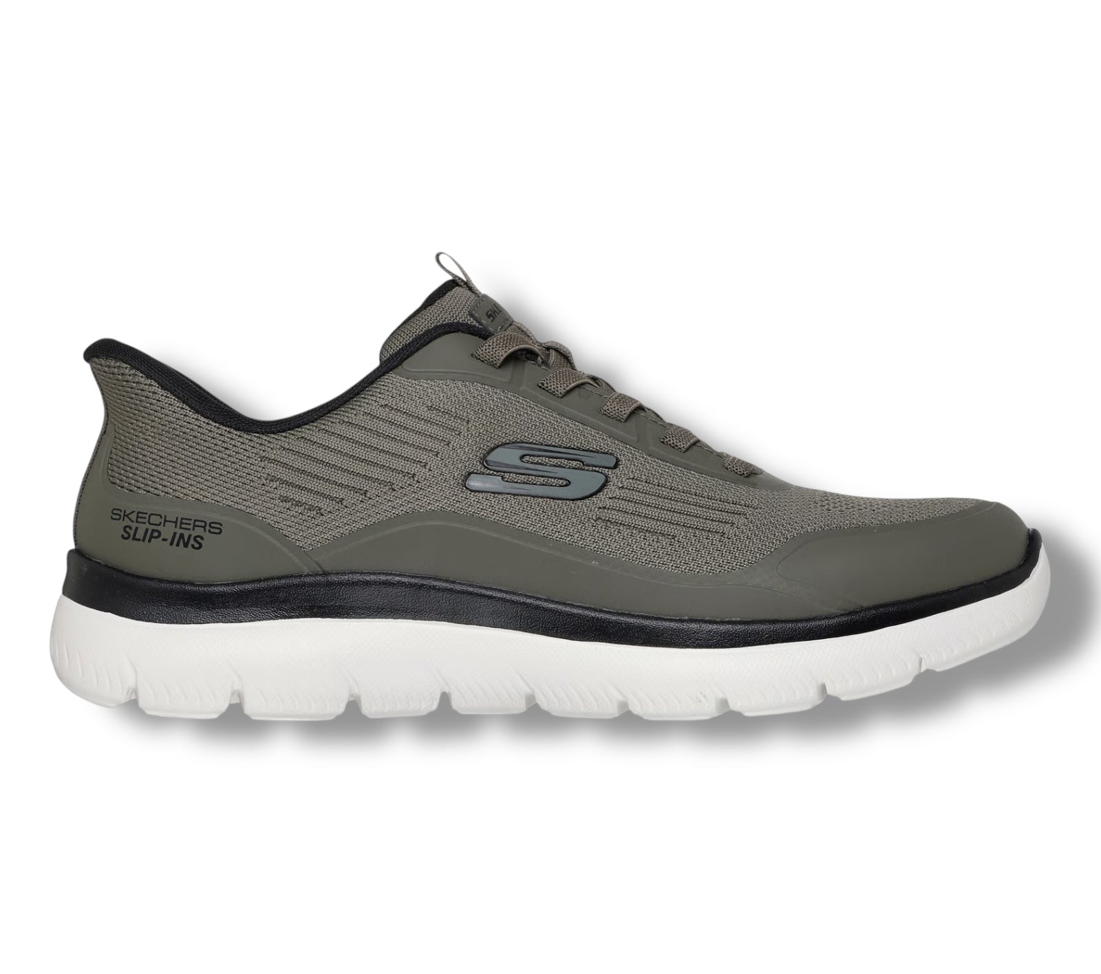 Skechers - Mens olive/black slip-in runner - Leyter