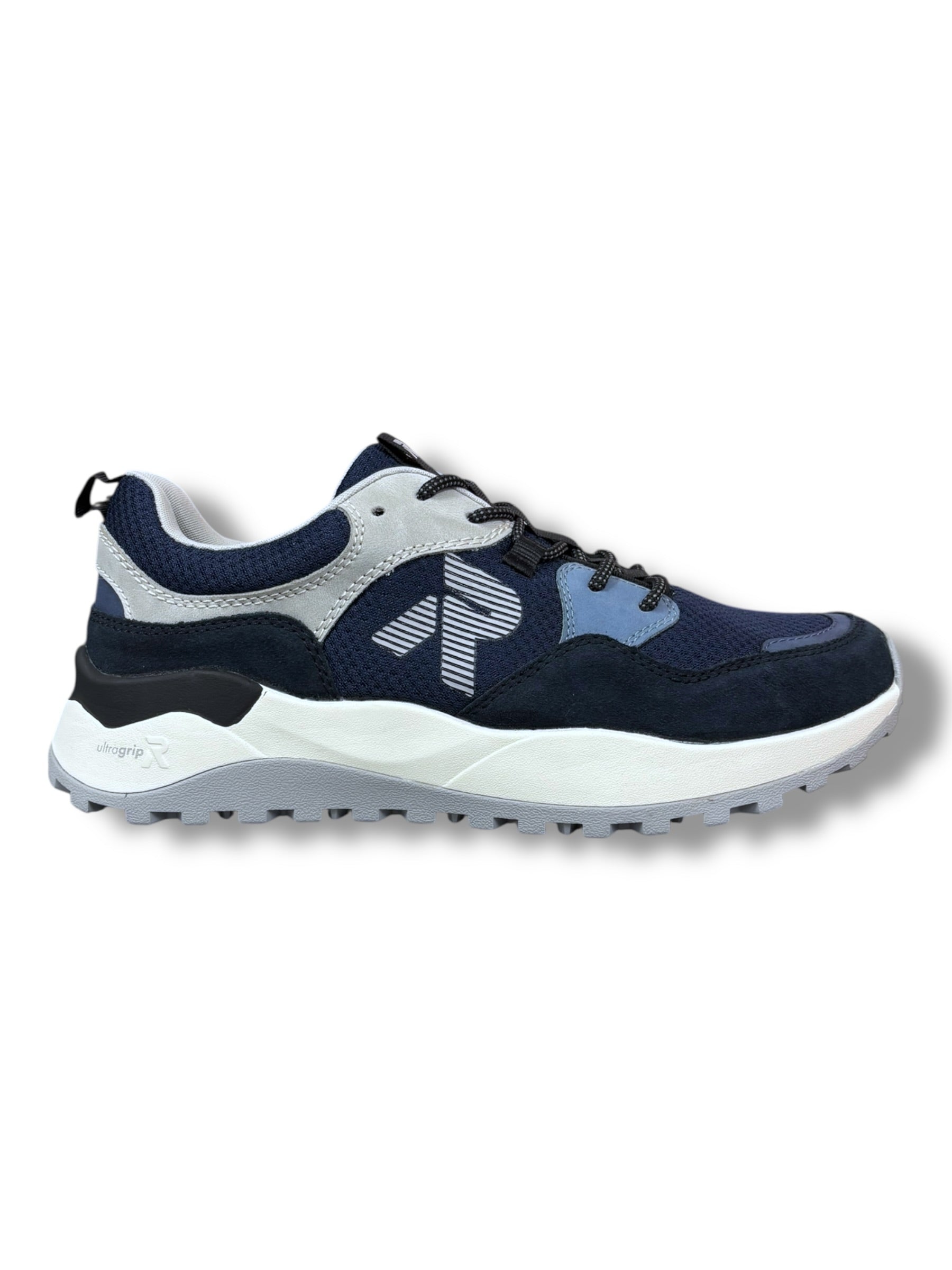 Rieker - Mens navy/steel blue lace runner - U1305-14