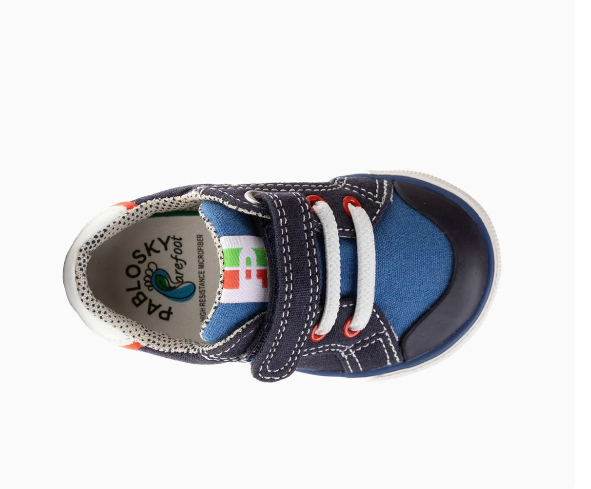 Pablosky - Boys navy/blue barefoot canvas shoe - 980220