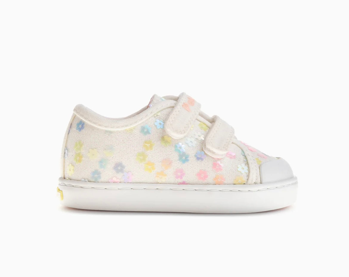 Pablosky- Girls white/pink canvas shoe - 980600