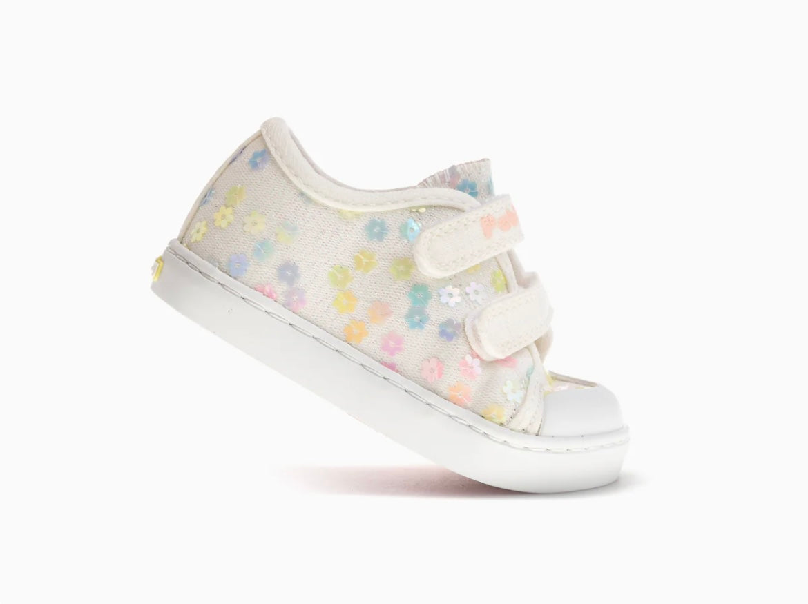 Pablosky- Girls white/pink canvas shoe - 980600