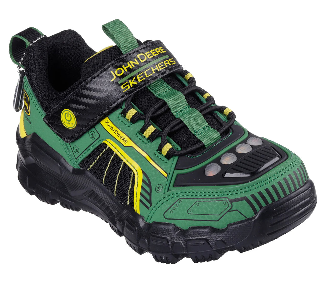 Skechers - Boys John Deere green/black light up runner - Rugged brights
