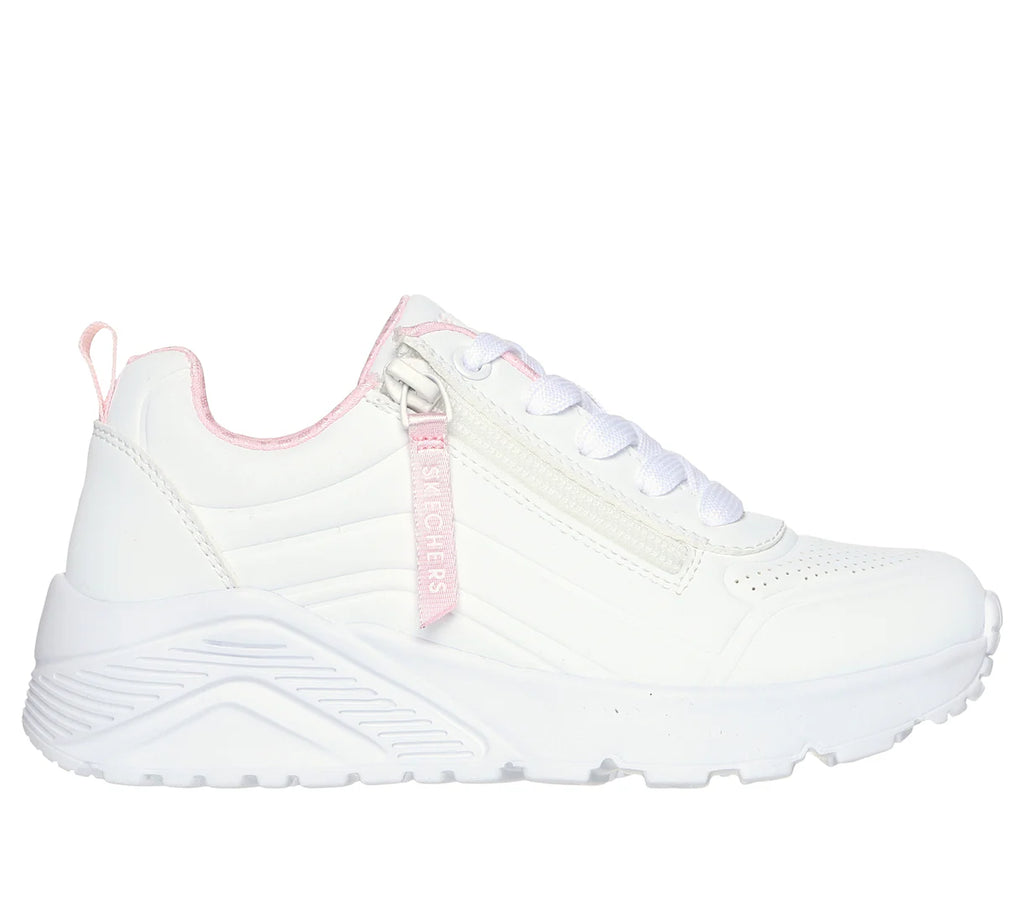 Skechers - Girls white runner - uno lite easy zip