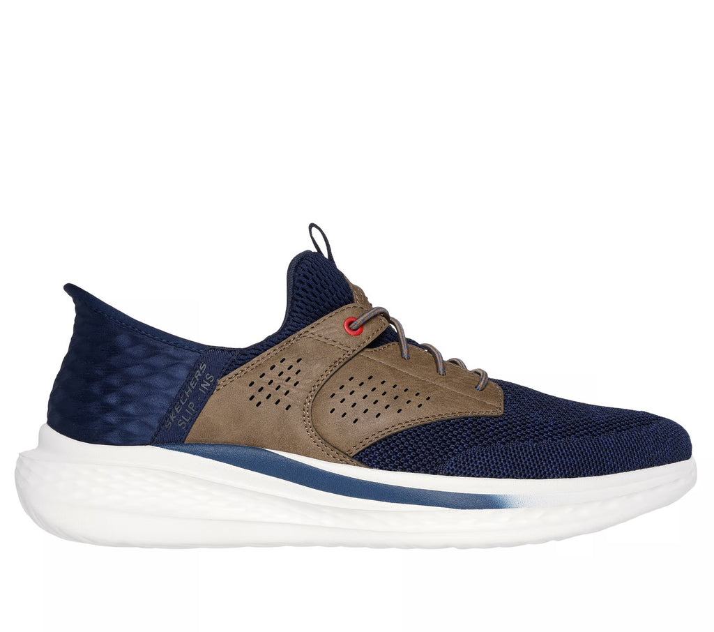 Skechers - Men’s navy/tan slip in - slade CASTER