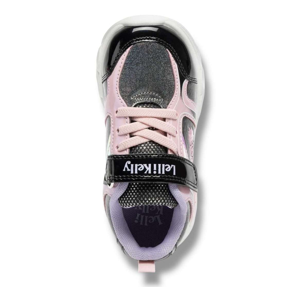Lelli Kelly - Black/pink Velcro runner - LKAA494 Maria