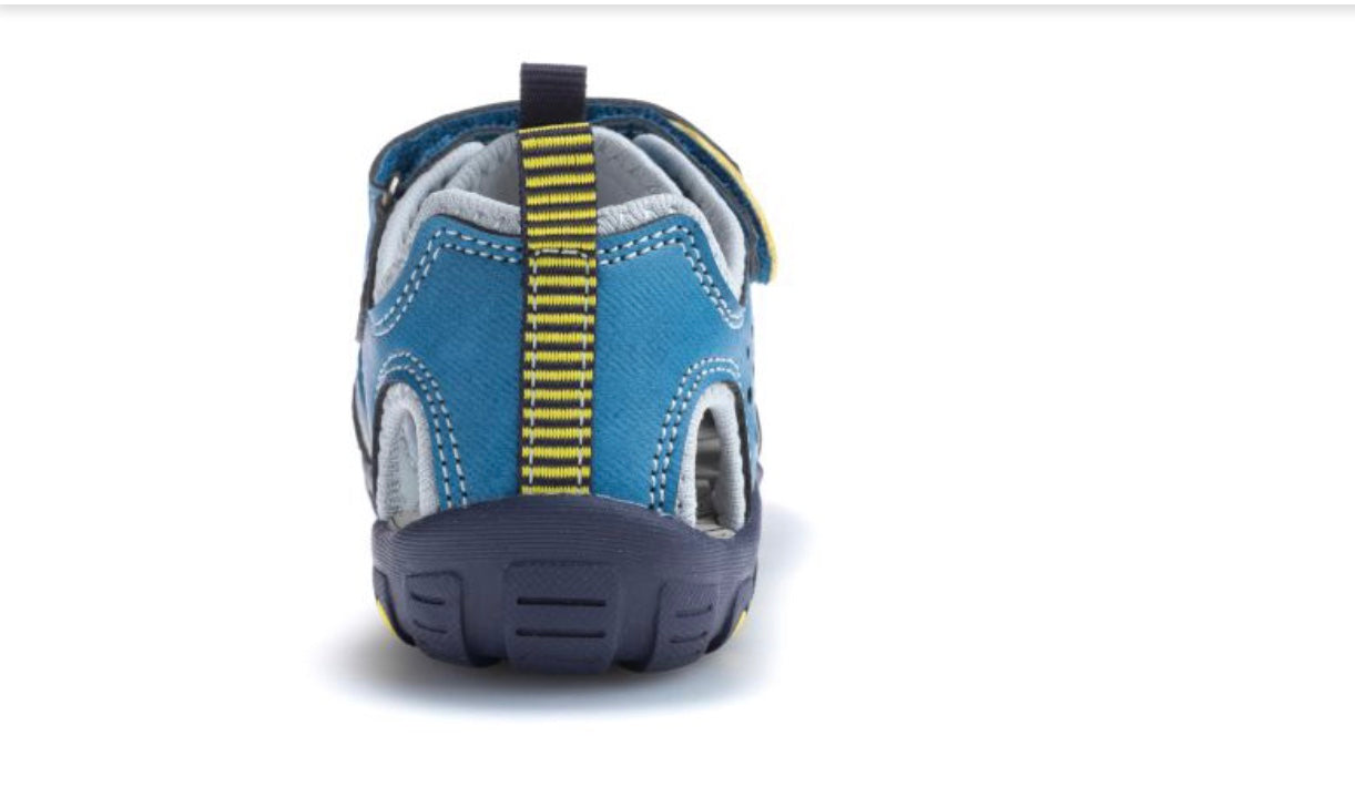 Pablosky - boys blue/yellow closed toe & heel sandal - jeans grey