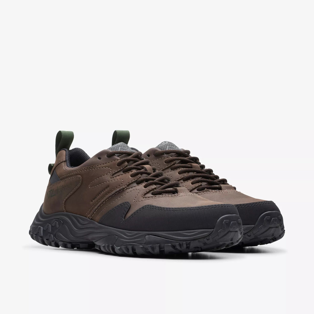 Clarks - Mens dark brown leather trekking shoe - Alt Walk Go WP