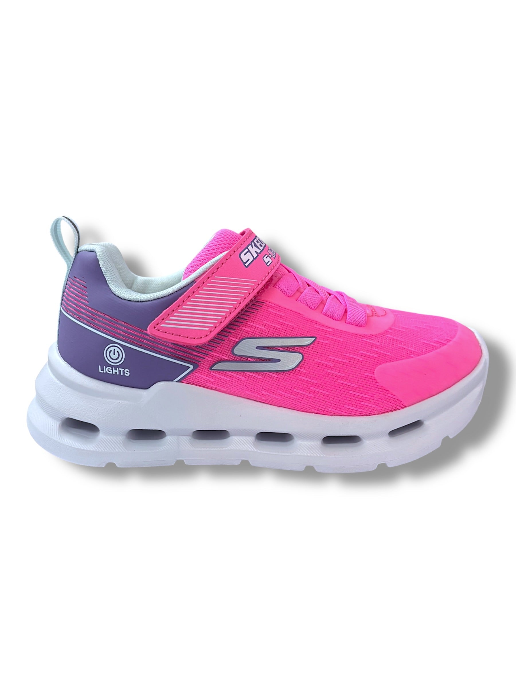 Skechers - Girls bright pink/purple lights runner - Glide-step lights