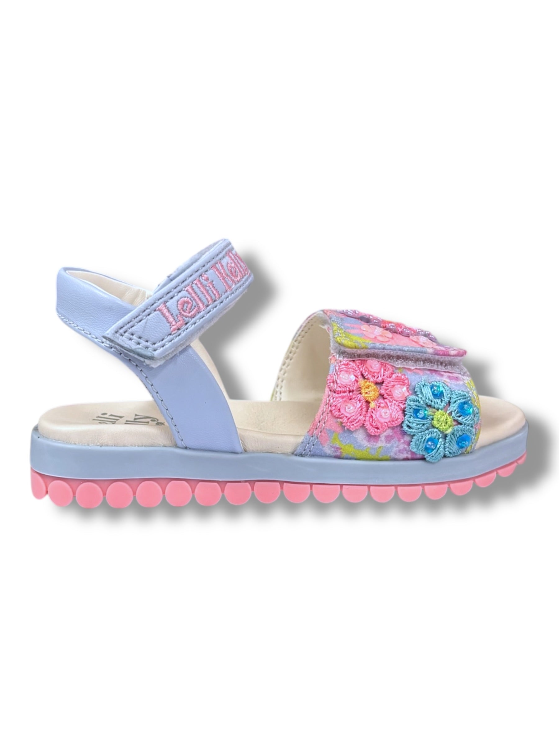 Lelli Kelly - Girls blue/flower Velcro sandal - Eloise