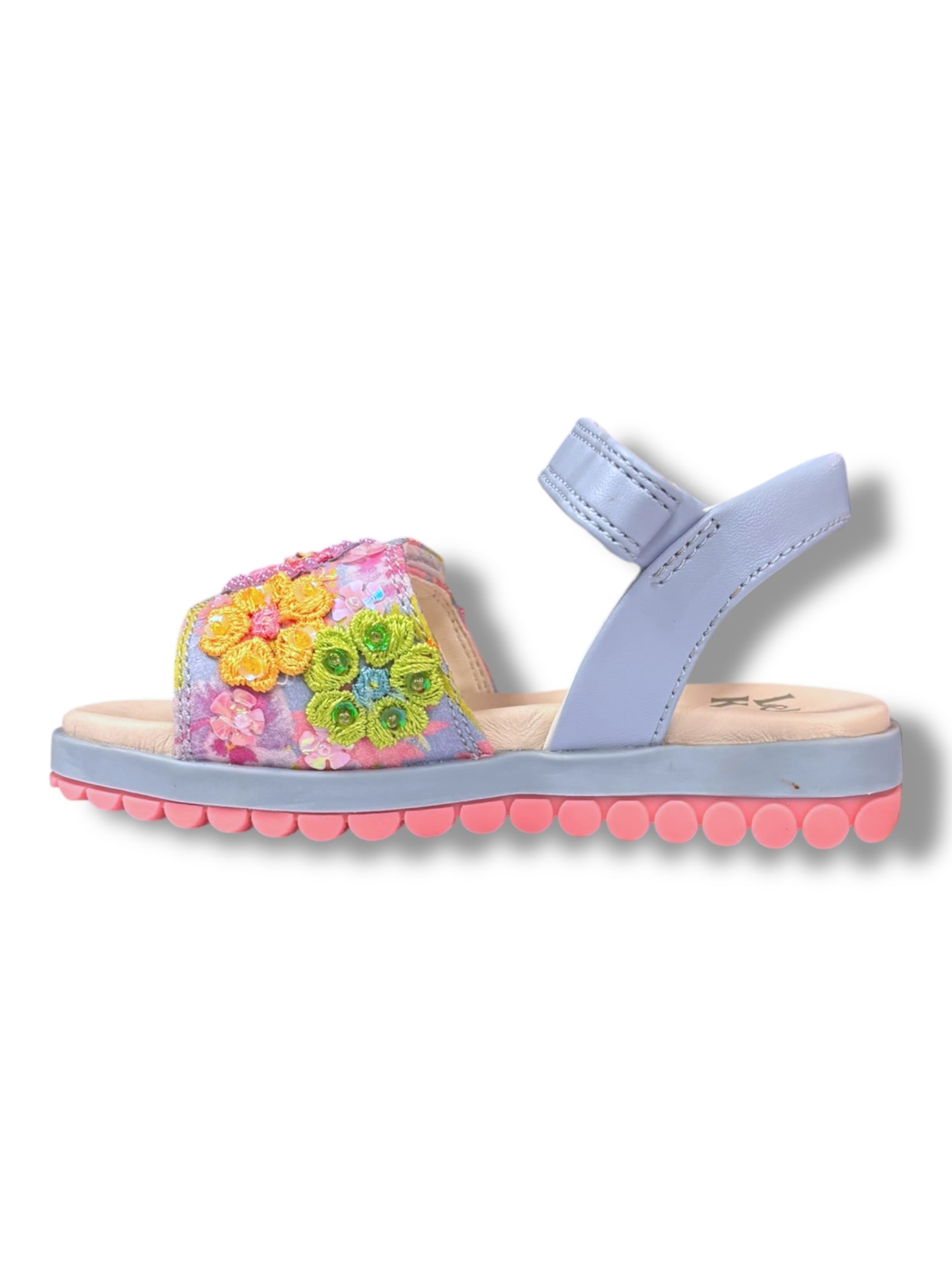 Lelli Kelly - Girls blue/flower Velcro sandal - Eloise