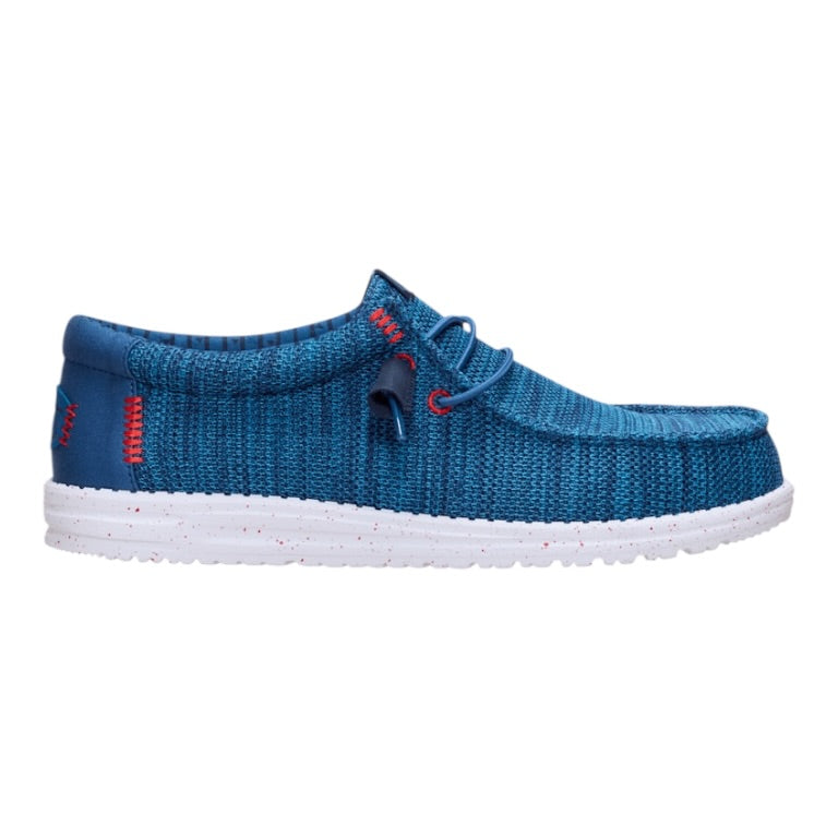 Hey Dude - Mens blue/red slip-on shoe - Wally Stretch Sox