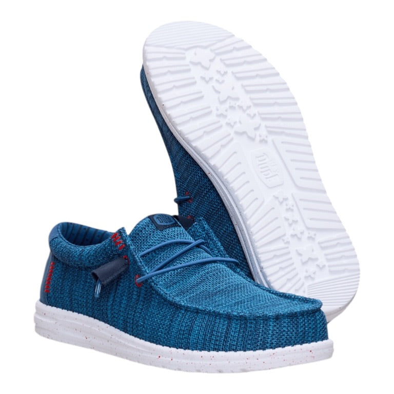 Hey Dude - Mens blue/red slip-on shoe - Wally Stretch Sox
