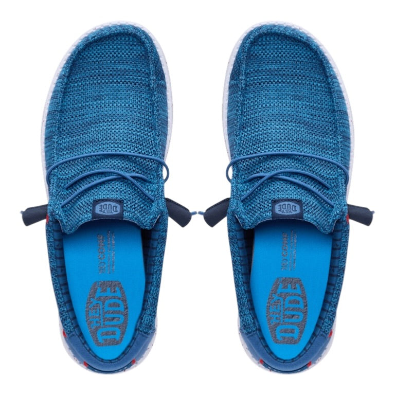 Hey Dude - Mens blue/red slip-on shoe - Wally Stretch Sox