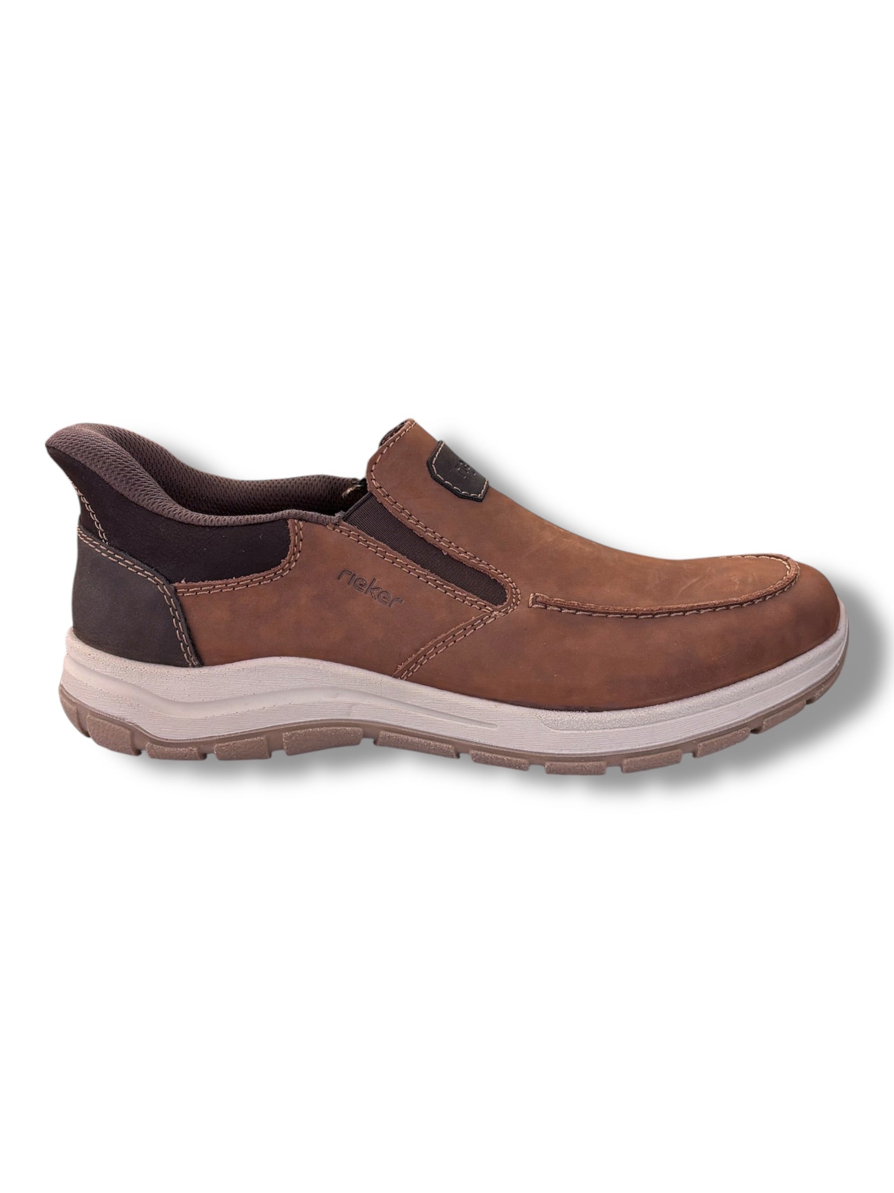 Rieker - Mens tan/brown elastic slip-in shoe - 03655-24