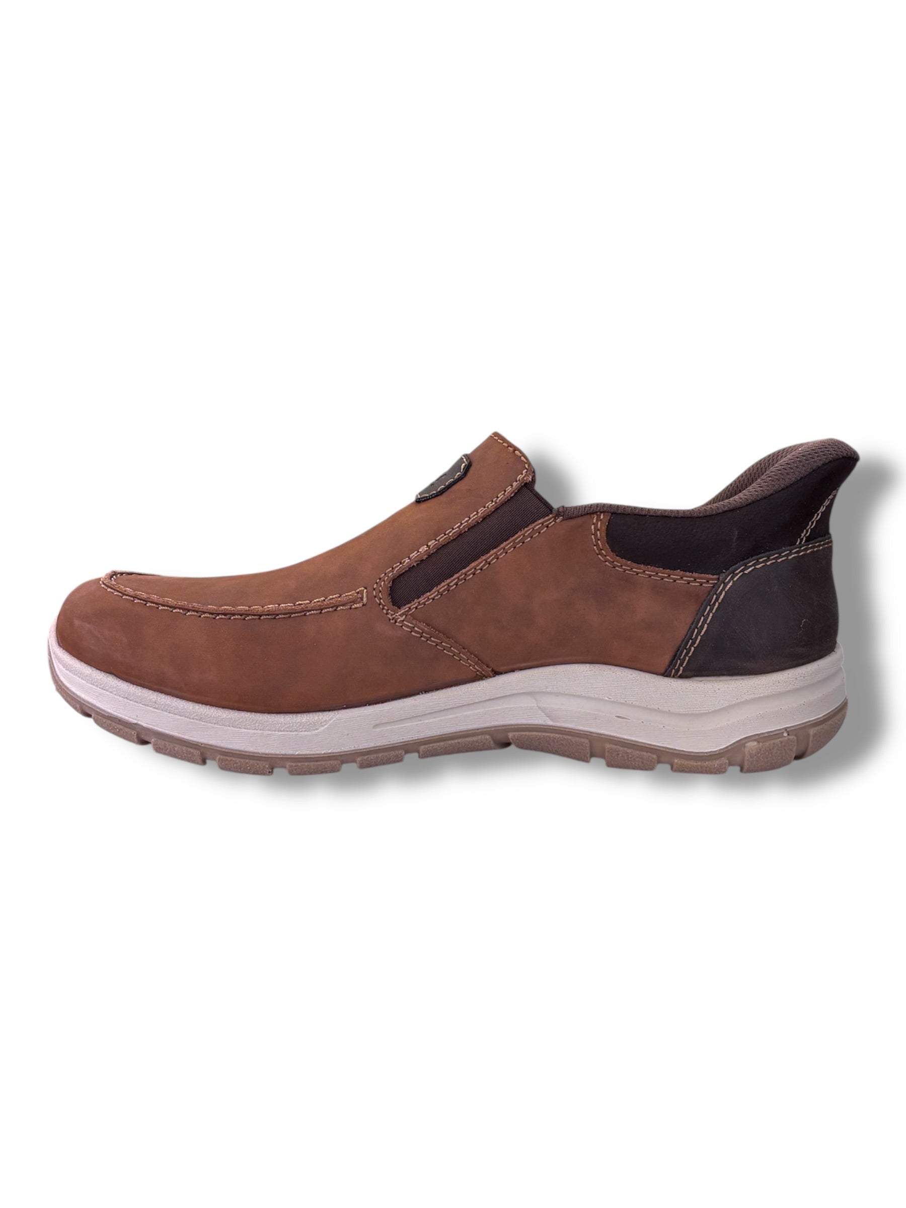 Rieker - Mens tan/brown elastic slip-in shoe - 03655-24