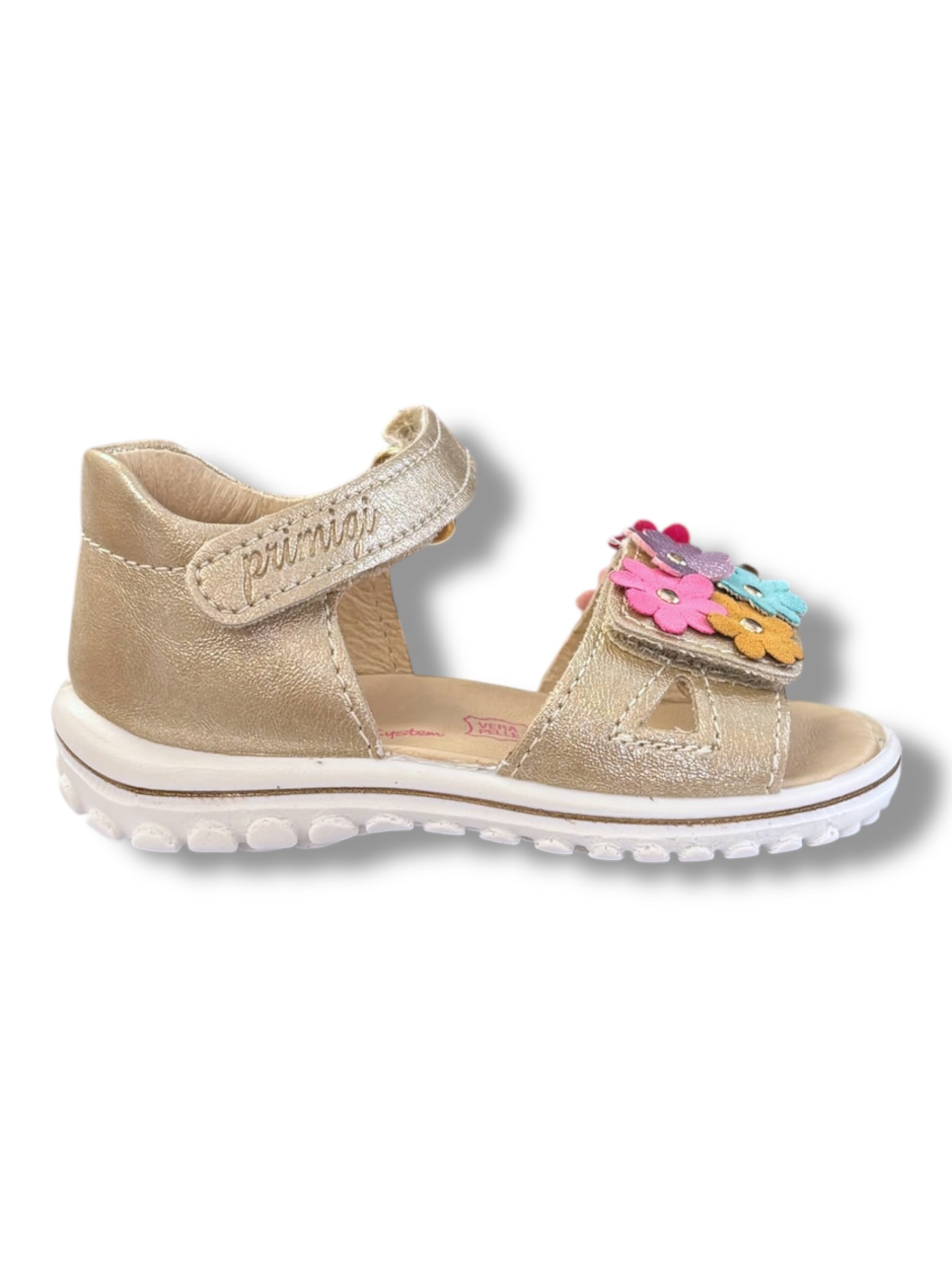 Primigi - Girls gold/flower Velcro sandal